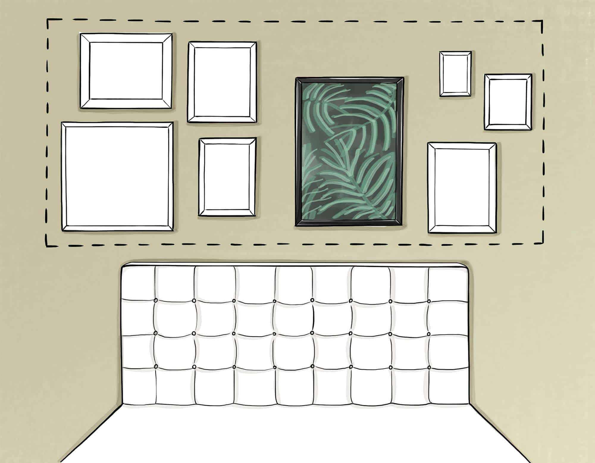 ¿Cómo cuelgo cuadros en el cabecero? 1